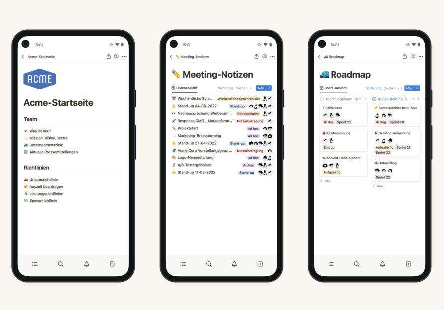 Handy mit geöffneter Notion App