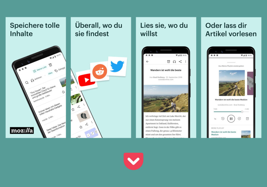Handy mit geöffneter Pocket App