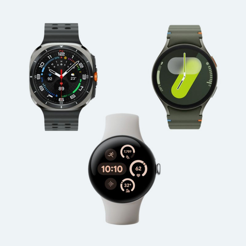 Verschiedene Smartwatches von Samsung und Pixel
